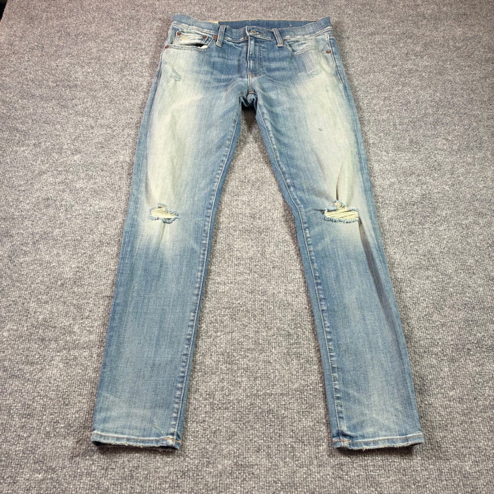 Polo Ralph Lauren Tompkins Skinny Jeans Womens 28 Light Wash Distressed Denim